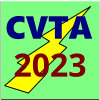 The abbreviation C V T A and 2023 over a lightning bolt