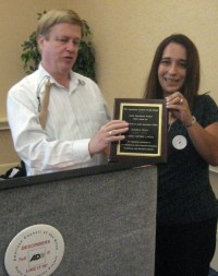 Maria Diaz with presenter Chris Gray