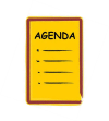 A notepad with "Agenda" written at the top