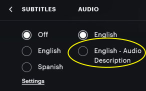 Accessing Audio Description With Hulu