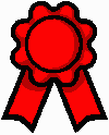 A red ribbon shaped for an award