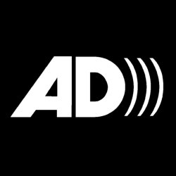 The Audio Description Logo:  A and D followed by three soundwaves