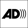 The audio description logo:  the letters A and D followed by three sound waves