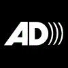 Gif image of reverse white AD logo on black block